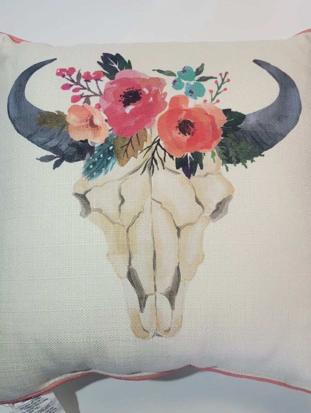 Western Bull Skull Pillow